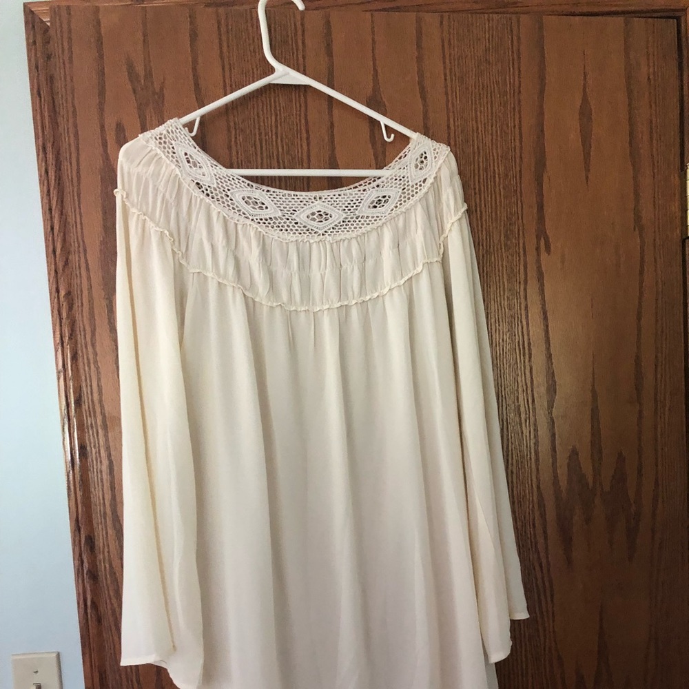Creamy white crochet neck dress